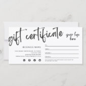 Carte Bon cadeau moderne noir (Dos)