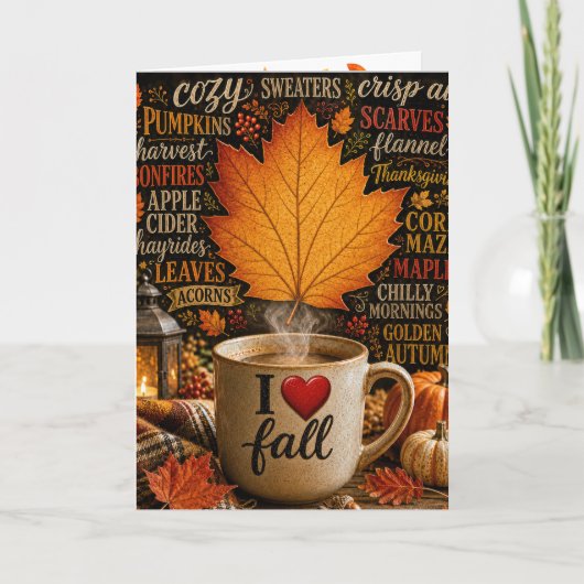 Carte Bon café d'automne avec nuage de mots (Devant)