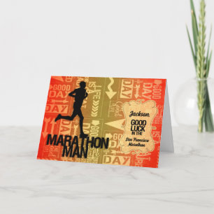 Carte Bon chance Marathon homme orange et jaune