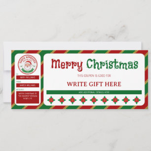 Carte Bon de cadeau de Noël approuvé par le Père Noël