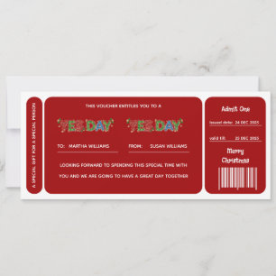 Carte Bon de cadeau de Noël pour une journée de oui roug