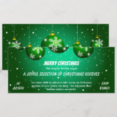 Carte Bon de cadeau de Noël vert festif (Devant / Derrière)