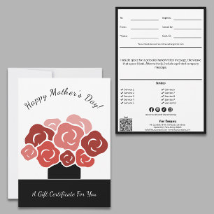 Carte Bon de cadeau pour le bouquet rouge de la fête des