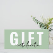 Carte Bon de certificat cadeau vert Logo (Debout devant)