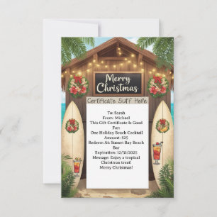 Carte Bon de COCKTAIL pour la fête de Noël