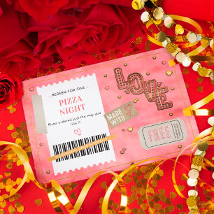Carte Bon de nuit de pizza pour la Saint-Valentin pour l
