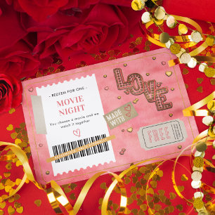 Carte Bon de nuitée cinéma de la Saint-Valentin pour cou