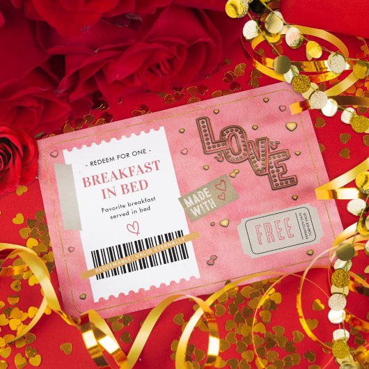 Carte Bon de petit-déjeuner de la Saint-Valentin pour co