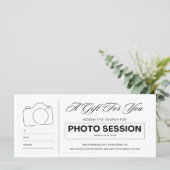 Carte Bon de séance photo cadeau certificat (Debout devant)