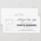 Carte Bon de séance photo cadeau certificat (Devant / Derrière)