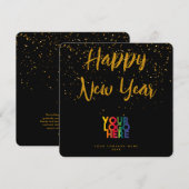 Carte Bon Nouvel An Entreprise Logo Or (Devant / Derrière)