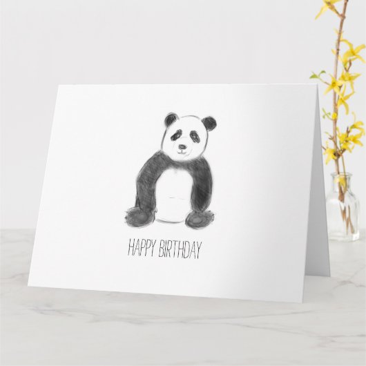 Carte Bon panda d'anniversaire (Fleur jaune)