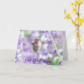 Carte Bon rétablissement | Colibri rose et pourpre (Fleur jaune)