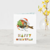 Carte Bon Robin de Noël (Fleur jaune)