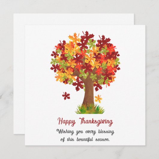 Carte bon thanksgiving (Devant / Derrière)