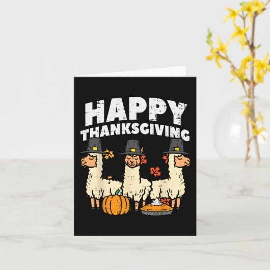 Carte Bon thanksgiving 3 Llama Automne Automne Alpaca Ho (Fleur jaune)