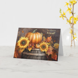 Carte Bon thanksgiving ami avec de beaux tournesols