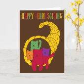 Carte Bon thanksgiving Amoureux des chats (Fleur jaune)