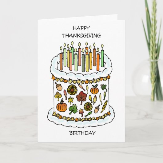 Carte Bon thanksgiving Anniversaire Gâteau et bougies (Devant)