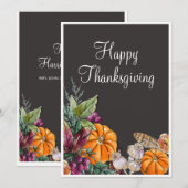 Carte Bon thanksgiving aquarelle Citrouilles Automne (Devant / Derrière)