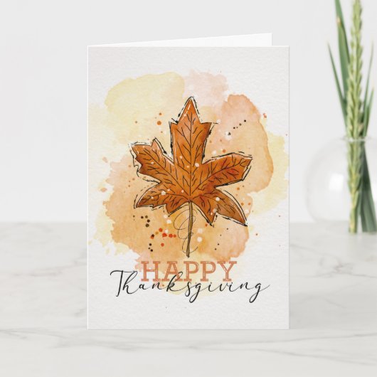Carte Bon thanksgiving Aquarelle Feuille d'érable (Devant)
