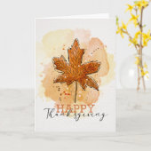 Carte Bon thanksgiving Aquarelle Feuille d'érable (Fleur jaune)