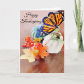 Carte Bon thanksgiving Aquarelle Monarque Papillon (Devant)