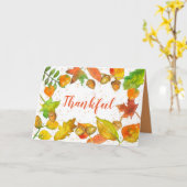 Carte Bon thanksgiving Automne Feuilles Acorn Merci (Fleur jaune)