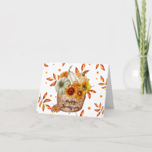 Carte Bon thanksgiving Autumn Citrouilles et tournesols