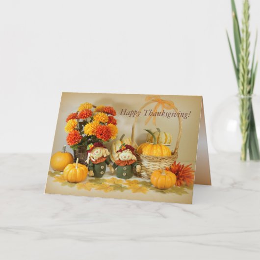 Carte bon thanksgiving avec deux écharpes mignonne (Devant)