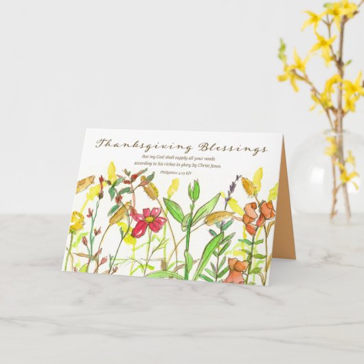 Carte Bon thanksgiving Bible Verse Philippians Fleurs (Fleur jaune)