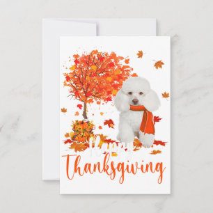 Carte bon thanksgiving caniche et caniche d'automne