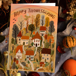 Carte Bon thanksgiving Charme Village Automne Automne Au
