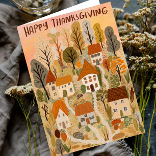 Carte Bon thanksgiving Charme Village Automne Automne Au