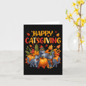 Carte Bon thanksgiving Chat Trois Cute Russe Bleu Chat (Fleur jaune)