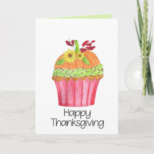 Carte Bon thanksgiving Citrouille Cupcake