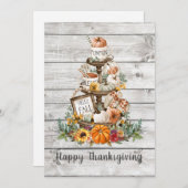 Carte Bon thanksgiving Citrouille d'automne en bois rust (Devant / Derrière)