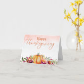 Carte Bon thanksgiving Citrouille et fleurs aquarelle (Fleur jaune)