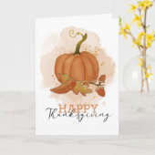 Carte Bon thanksgiving Citrouille Feuille (Fleur jaune)