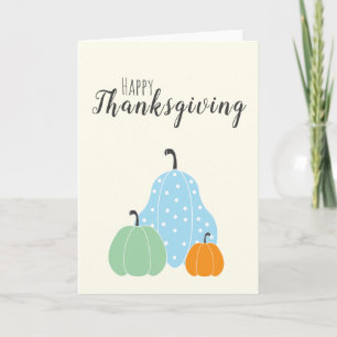 Carte Bon thanksgiving Citrouille Vert Bleu orange