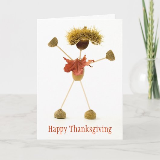 Carte bon thanksgiving Cute Acorn Stick Man (Devant)