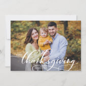 Carte Bon thanksgiving de calligraphie blanc élégant (Devant)