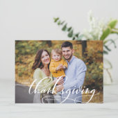 Carte Bon thanksgiving de calligraphie blanc élégant (Debout devant)