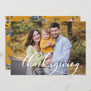 Carte Bon thanksgiving de calligraphie blanc élégant