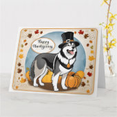 Carte Bon thanksgiving de pèlerins de chiens malamuts de (Fleur jaune)