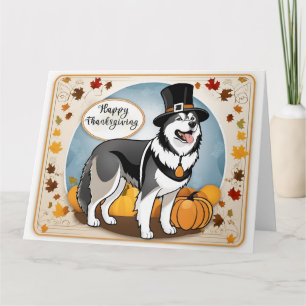 Carte Bon thanksgiving de pèlerins de chiens malamuts de