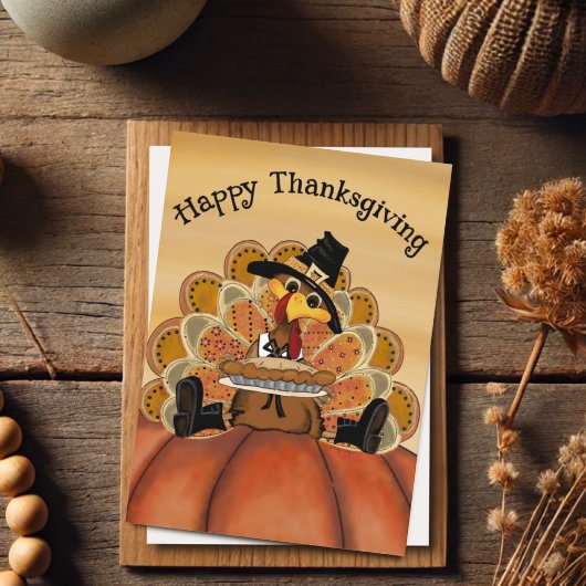Carte Bon thanksgiving drôle mignonne tourte de dinde