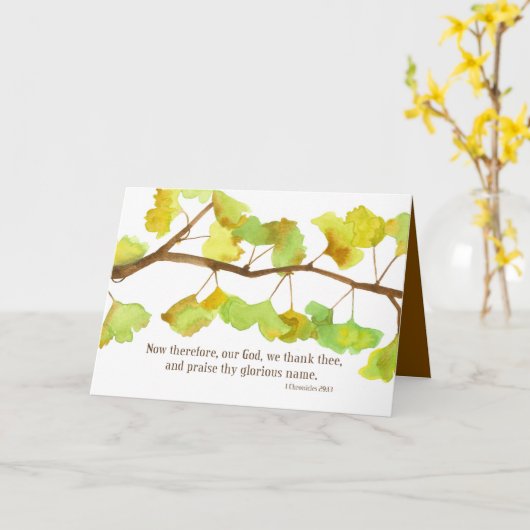 Carte Bon thanksgiving Écriture 1 Chroniques Ginkgo (Fleur jaune)