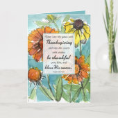 Carte Bon thanksgiving Écriture Psaume automne fleurs (Devant)