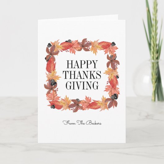Carte Bon thanksgiving Feuilles Automne (Devant)